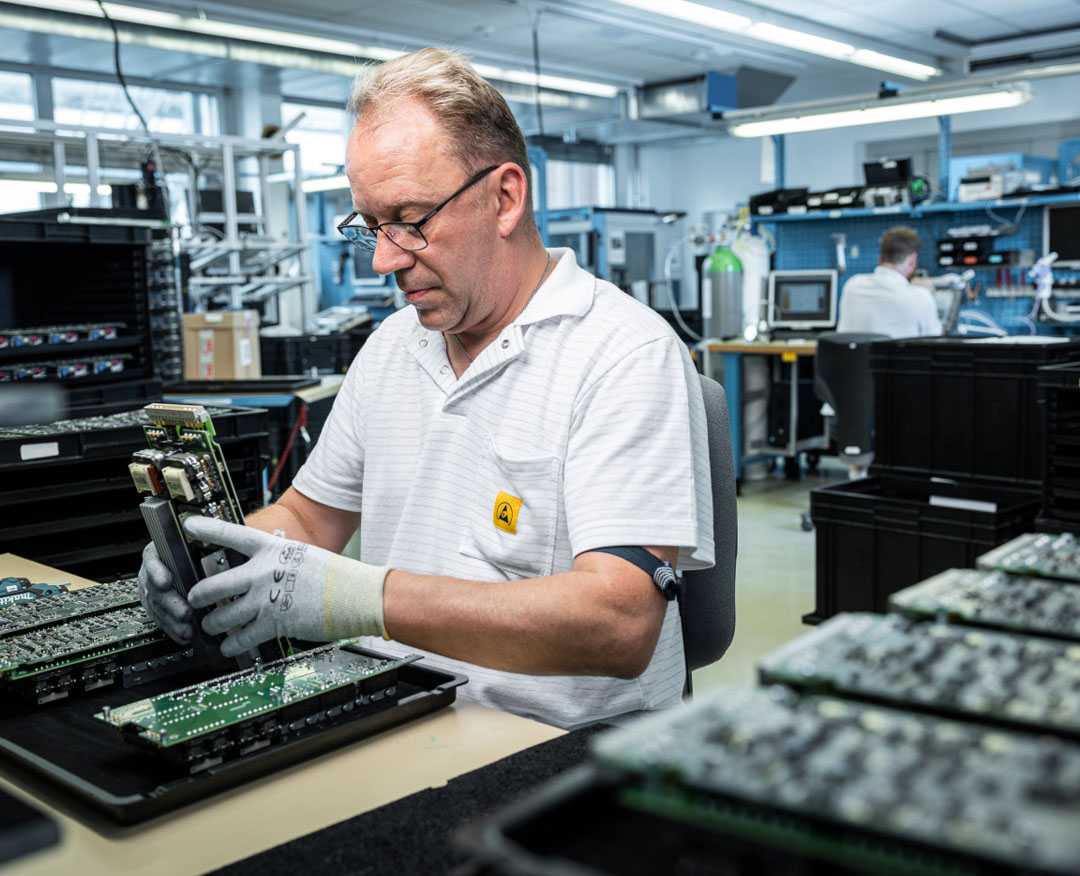 technician operating machine